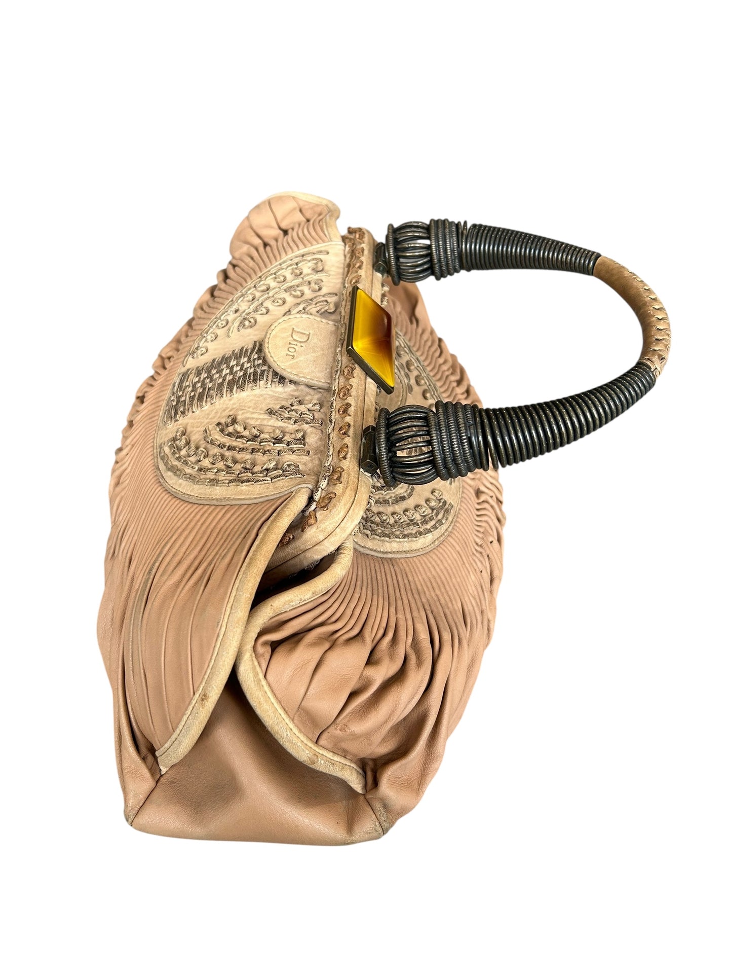 DIOR S/S 2007 SHARON STONE PLEATED LEATHER BAG