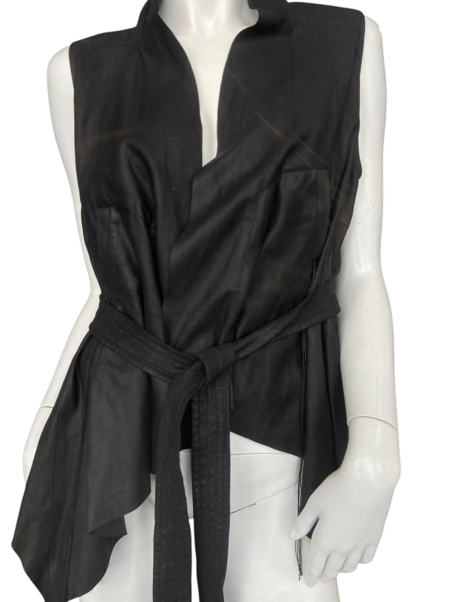 ANN DEMEULEMEESTER SLEEVELESS LEATHER JACKET