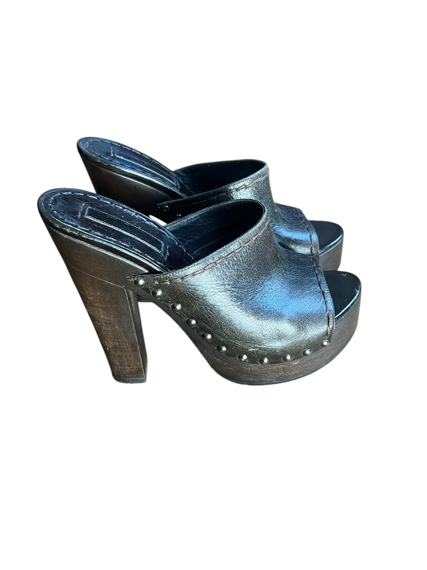 PRADA STUDDED LEATHER SABOT