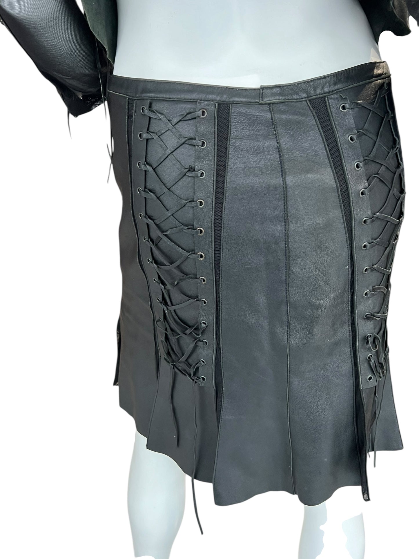 VINTAGE LEATHER LACE UP SKIRT