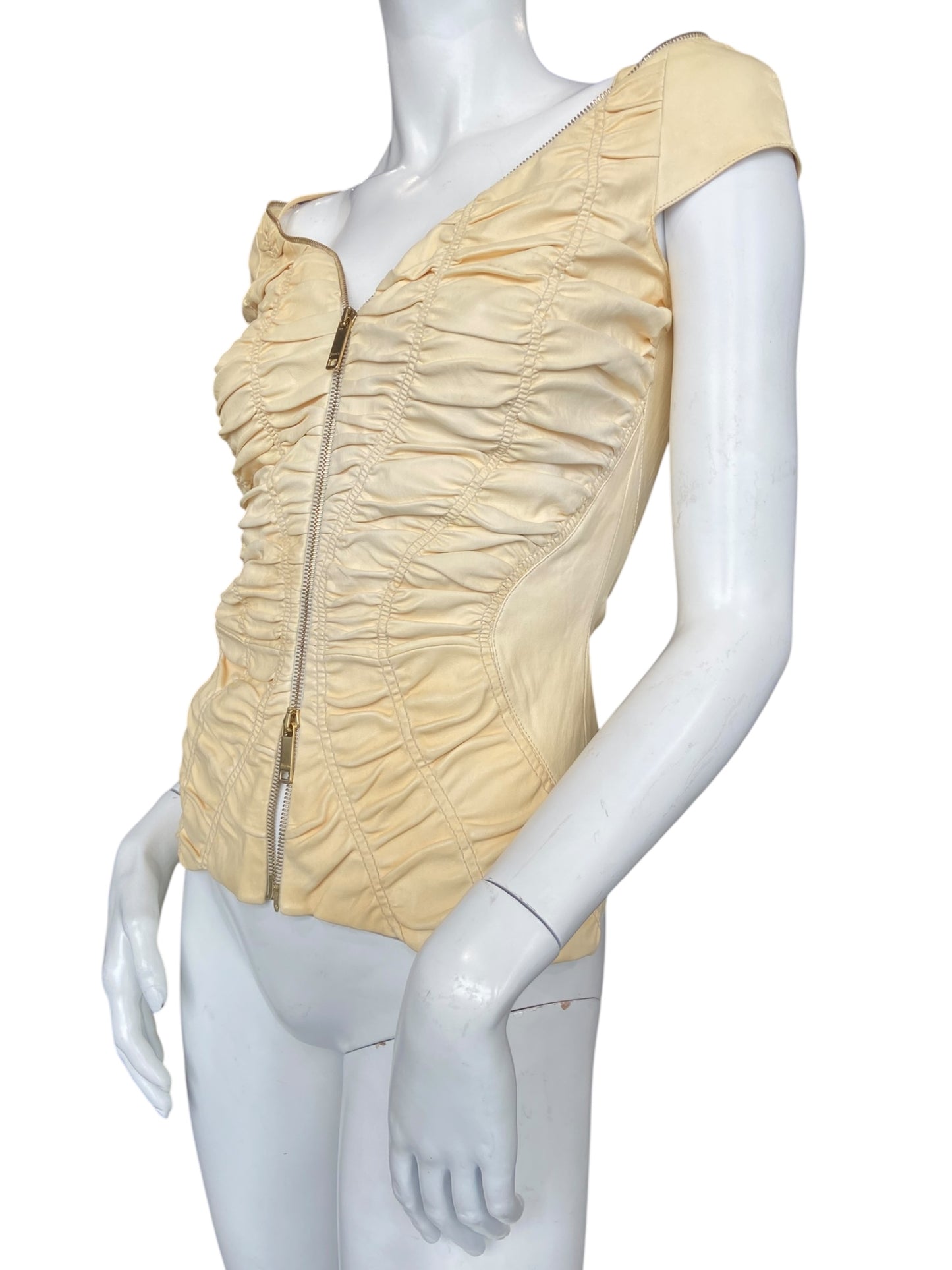 JITROIS LEATHER ZIP TOP