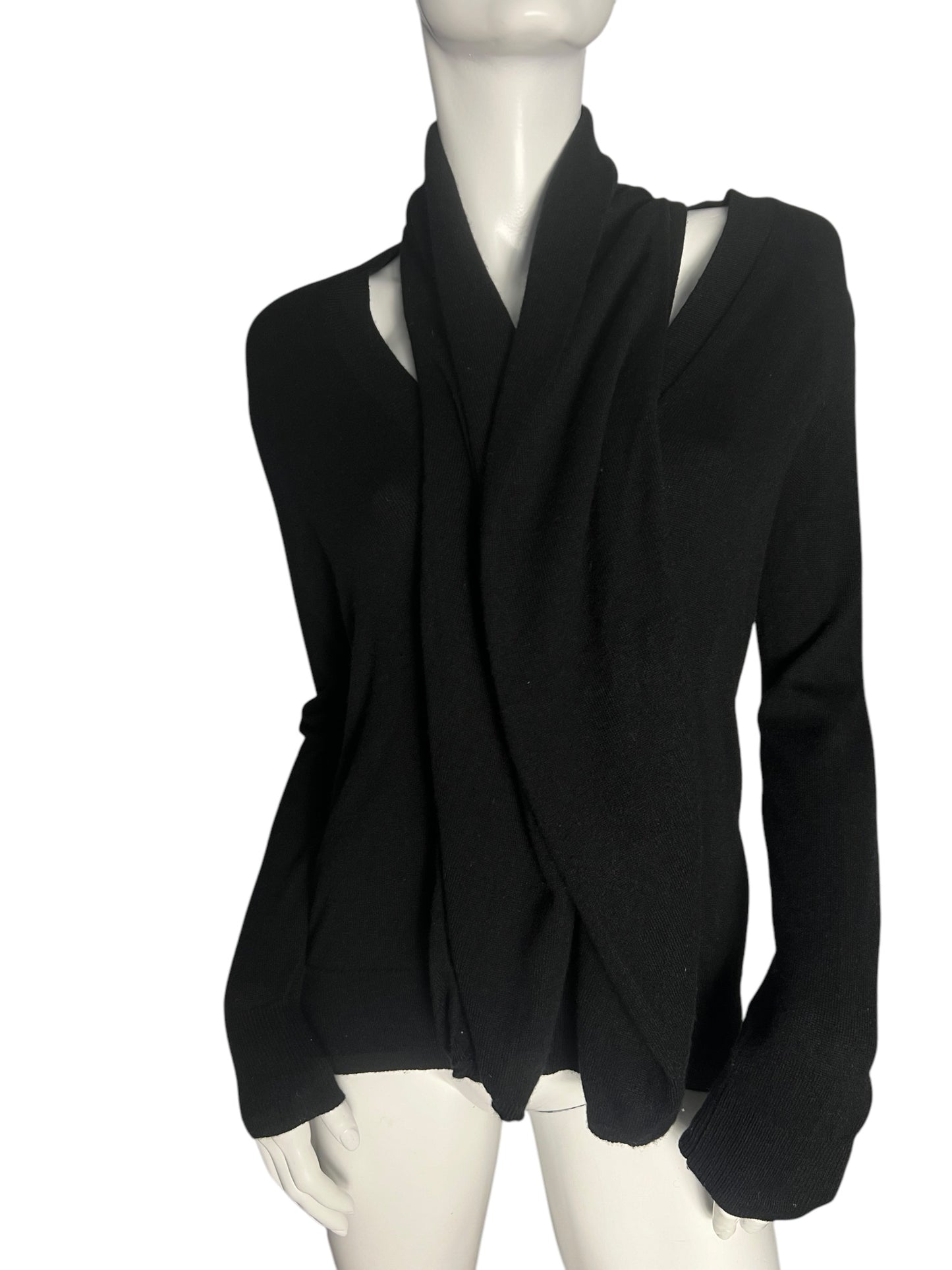 ALEXANDER MCQUEEN CASHMERE SCARF NECK PULLOVER