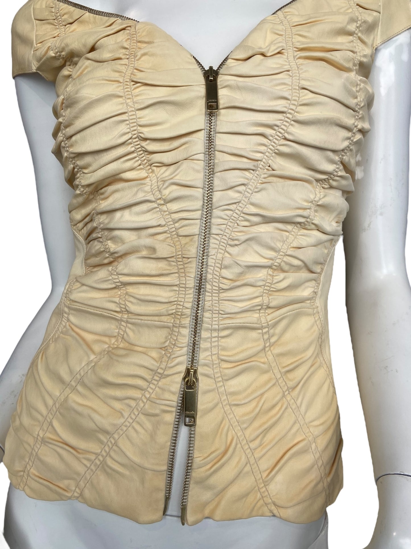 JITROIS LEATHER ZIP TOP