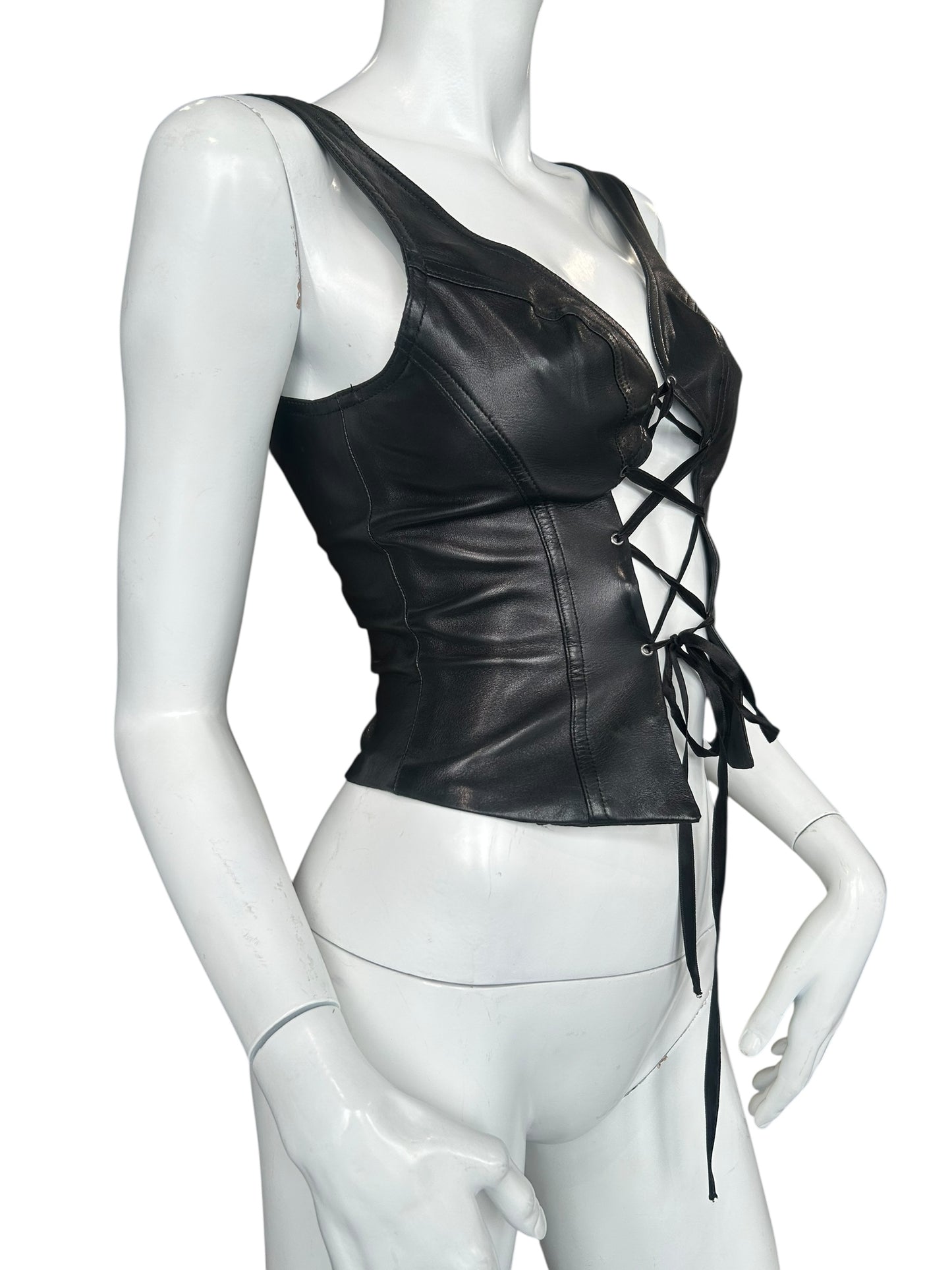 PLEIN SUD LEATHER CORSET TOP