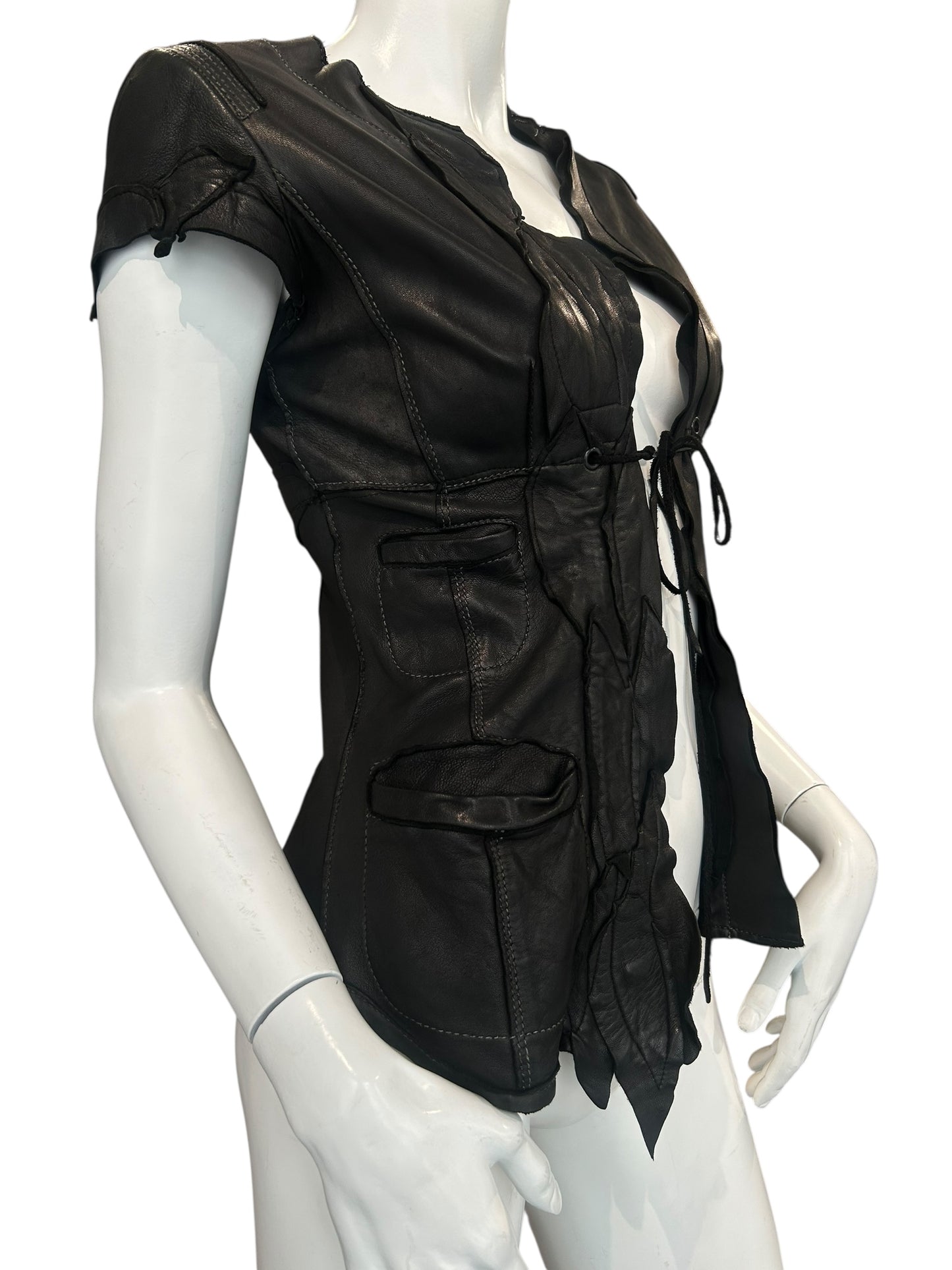 LE CUIR PERDU PATCHED UP LEATHER VEST