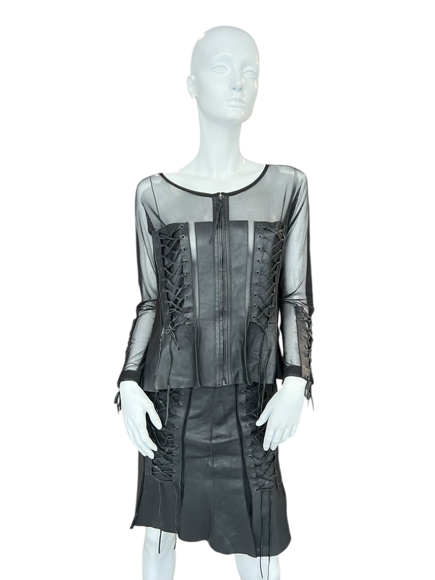 VINTAGE LEATHER LACE UP TOP