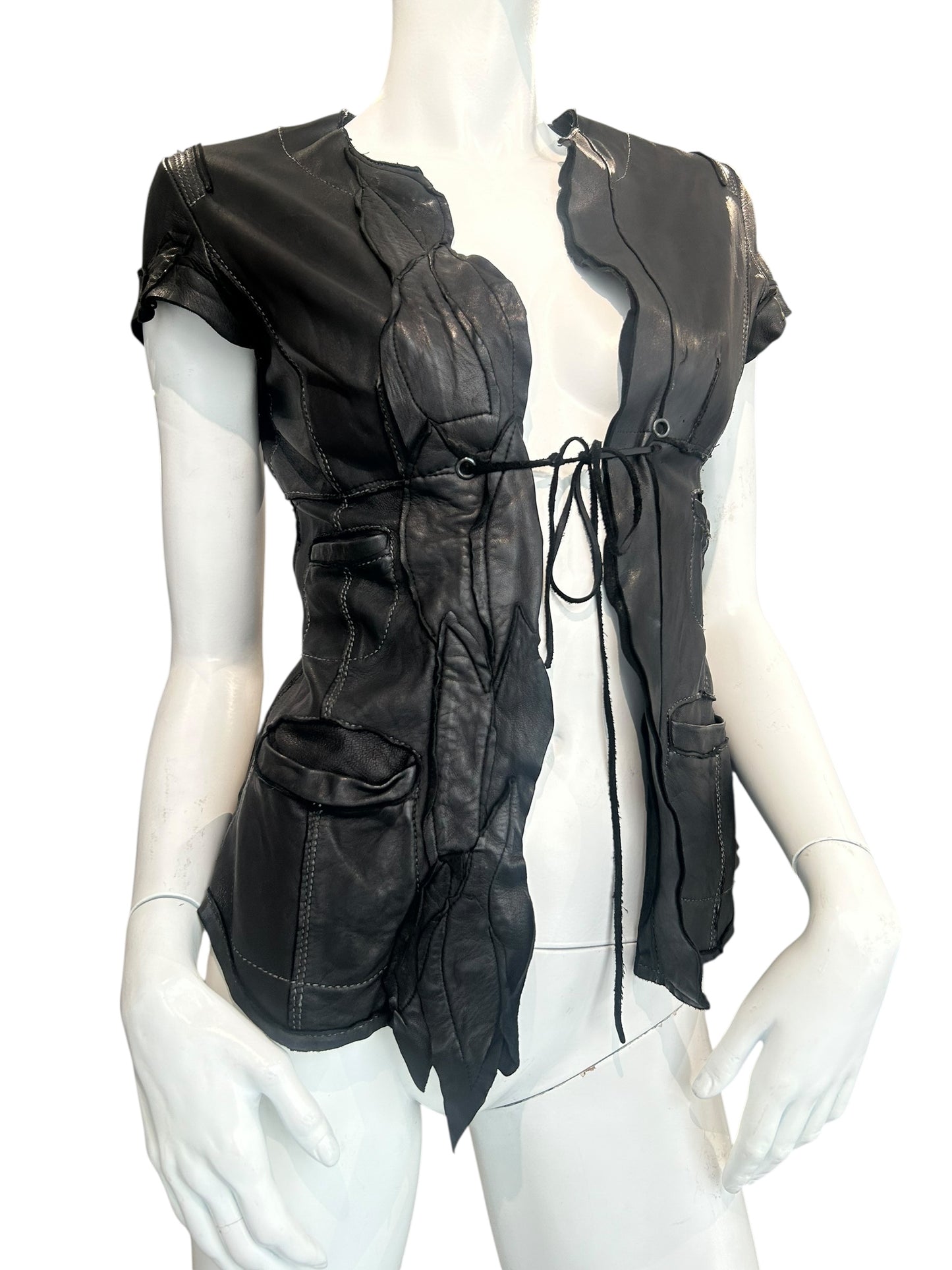 LE CUIR PERDU PATCHED UP LEATHER VEST