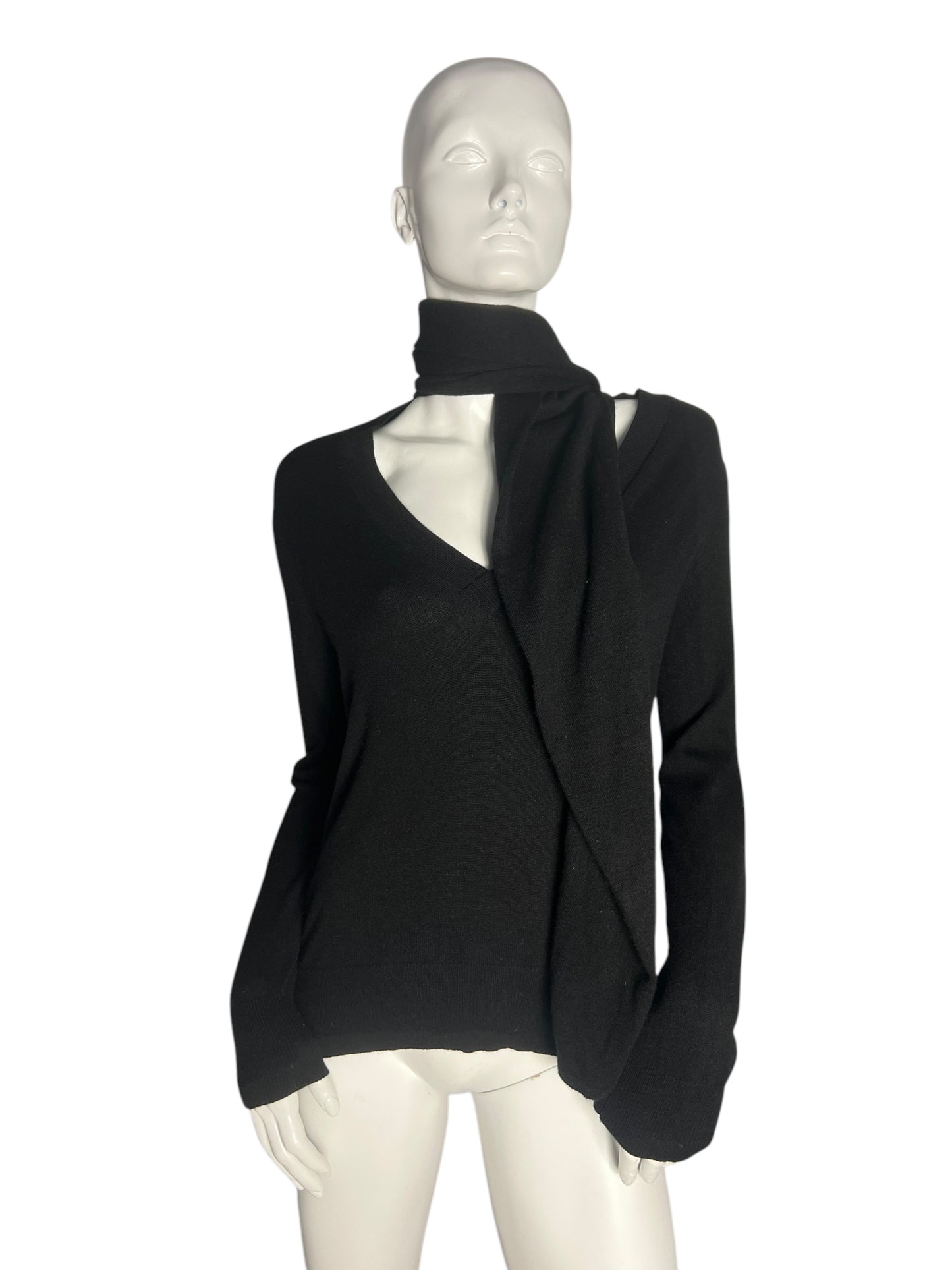 ALEXANDER MCQUEEN CASHMERE SCARF NECK PULLOVER