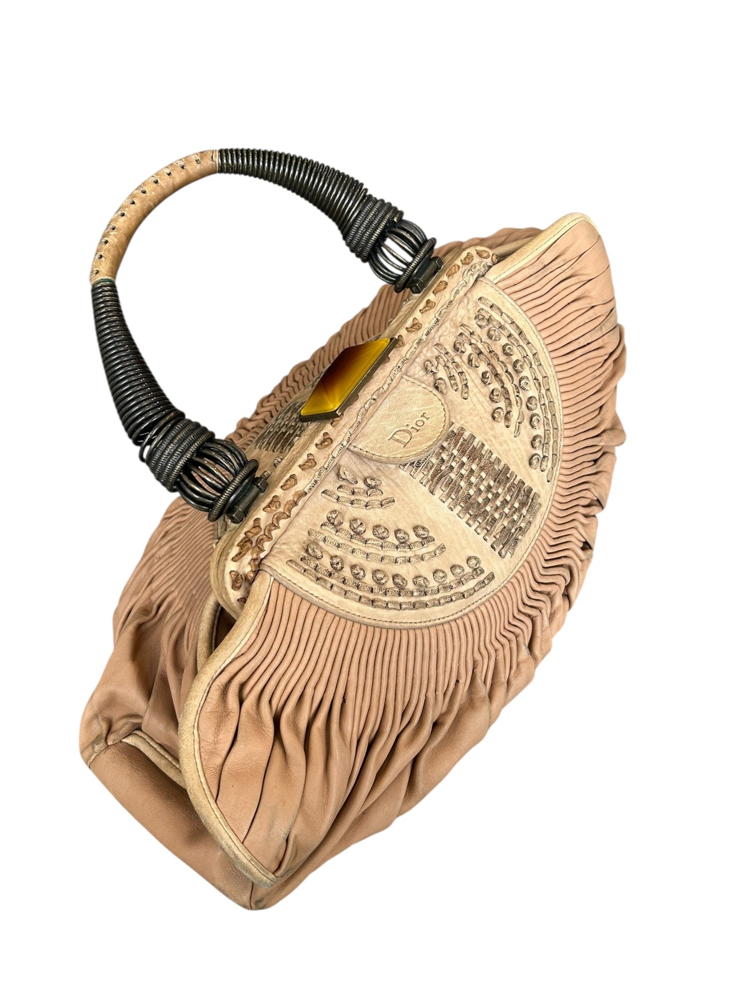 DIOR S/S 2007 SHARON STONE PLEATED LEATHER BAG