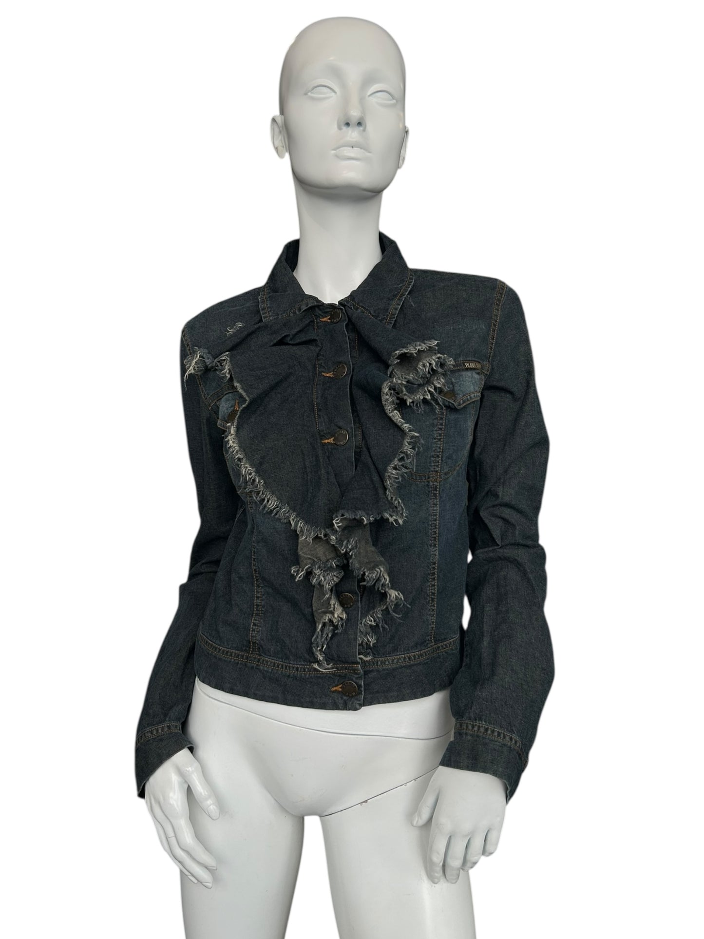 PLEIN SUD DENIM RUCHED JACKET
