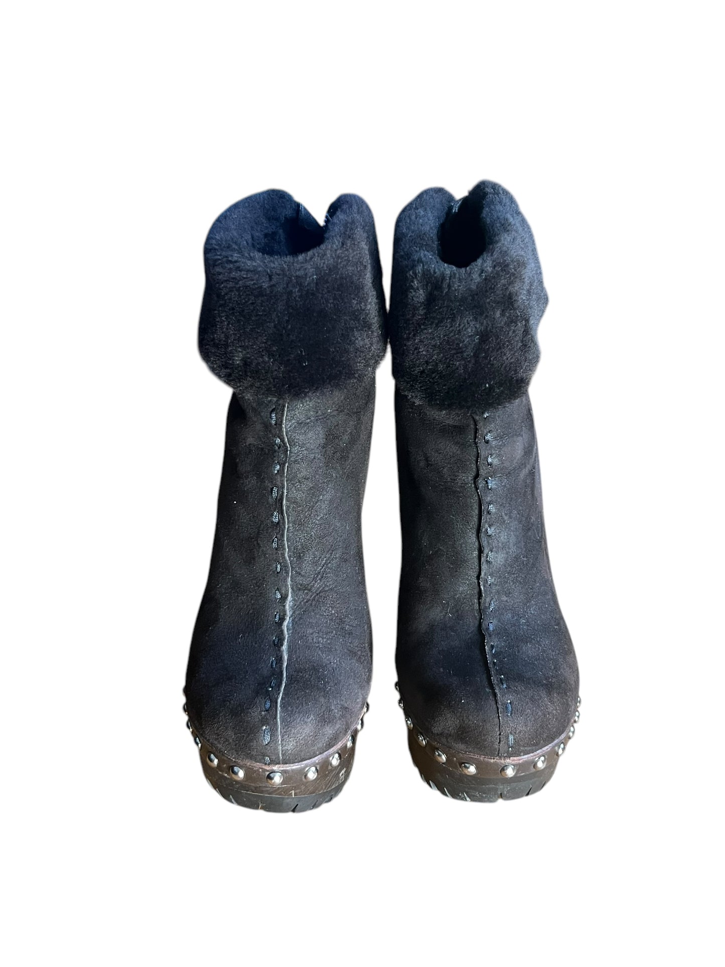 MIU MIU WEDGE STUDDED BOOTS