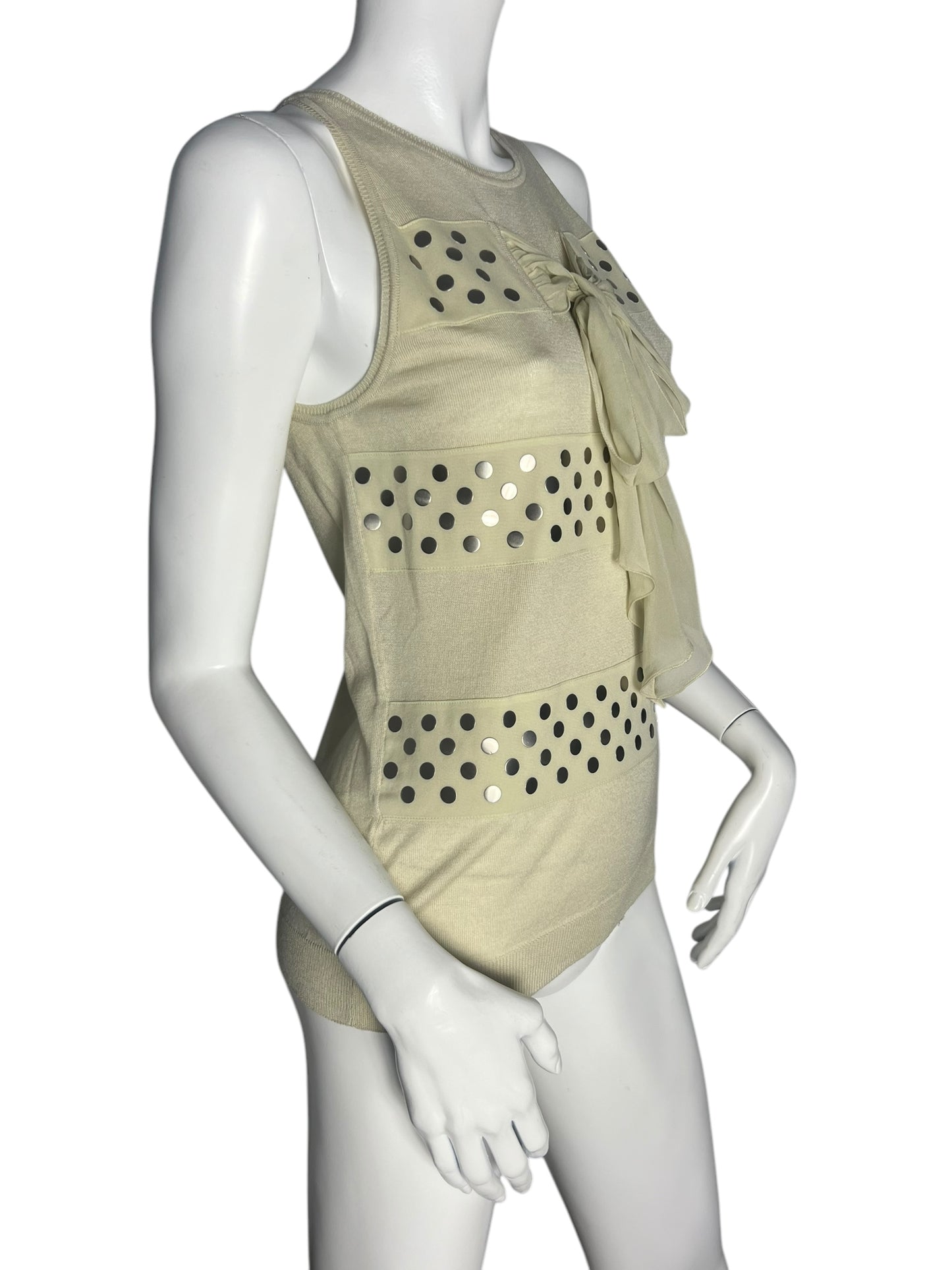 CHRISTIAN DIOR SILK STUDDED TOP