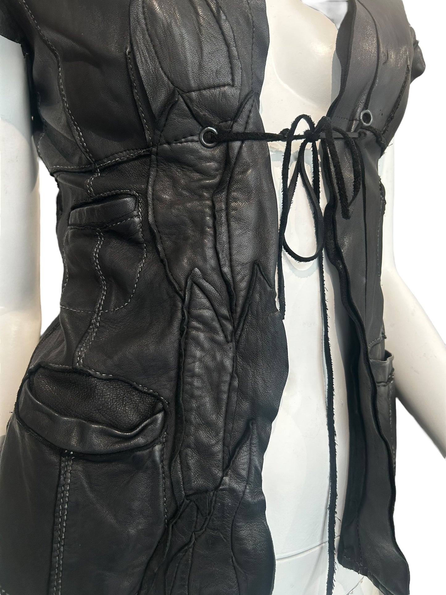 LE CUIR PERDU PATCHED UP LEATHER VEST