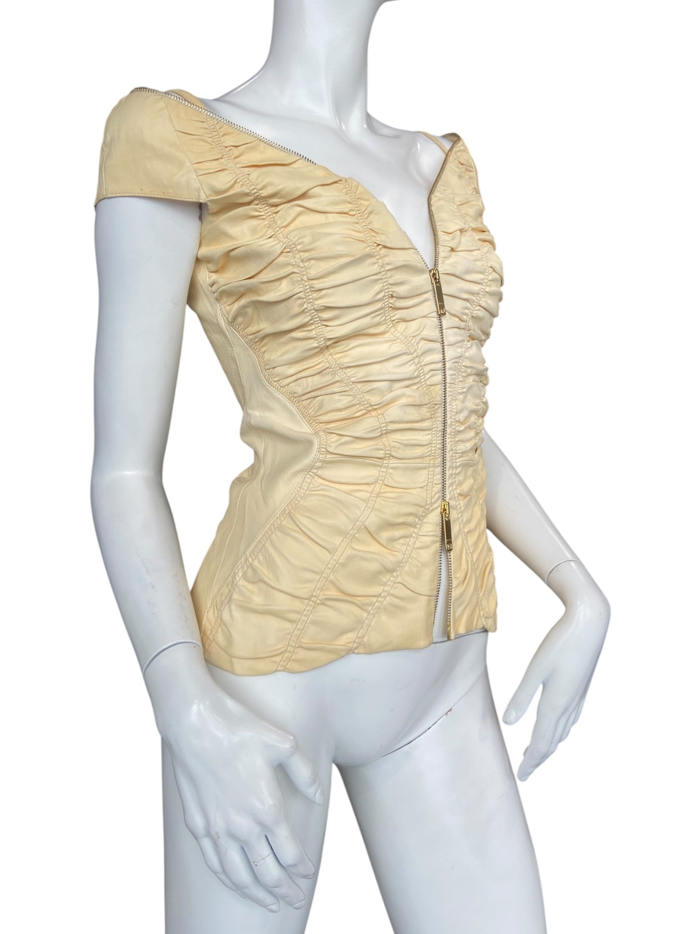 JITROIS LEATHER ZIP TOP