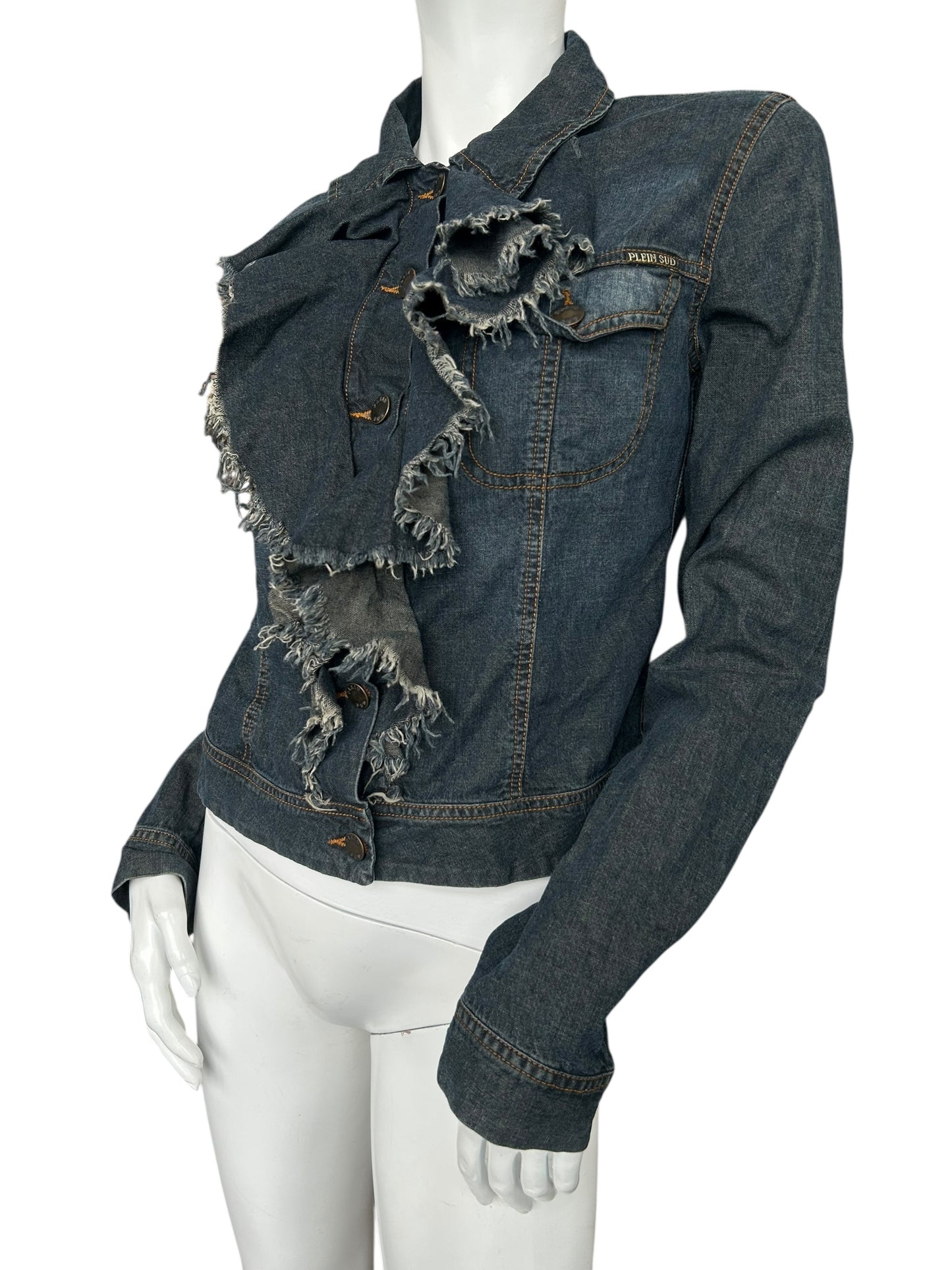 PLEIN SUD DENIM RUCHED JACKET