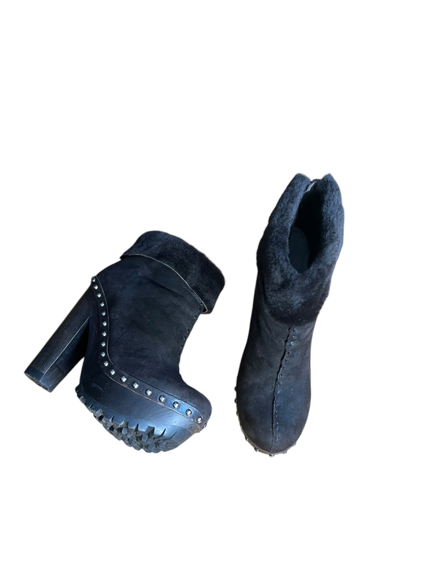 MIU MIU WEDGE STUDDED BOOTS
