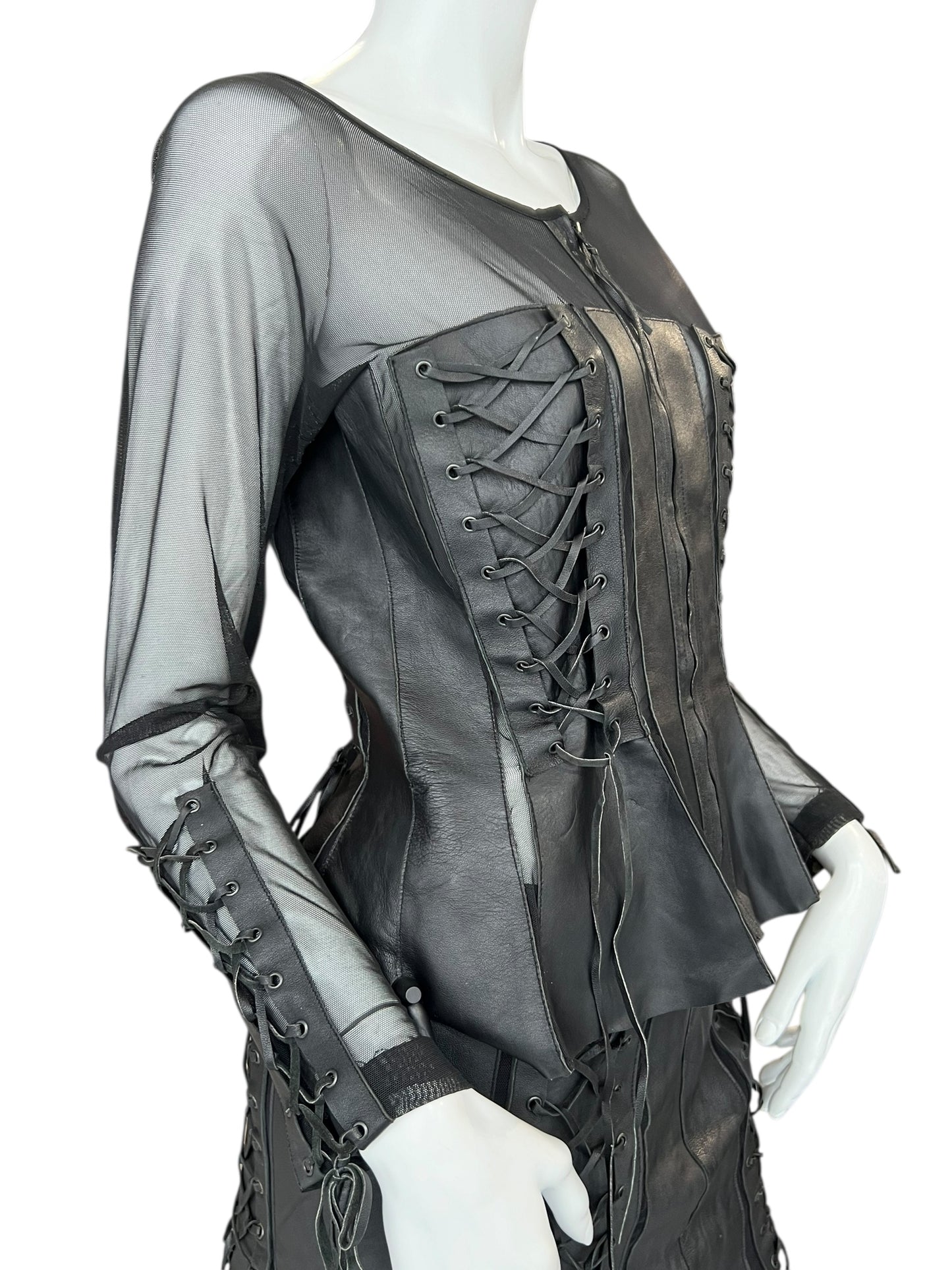 VINTAGE LEATHER LACE UP TOP
