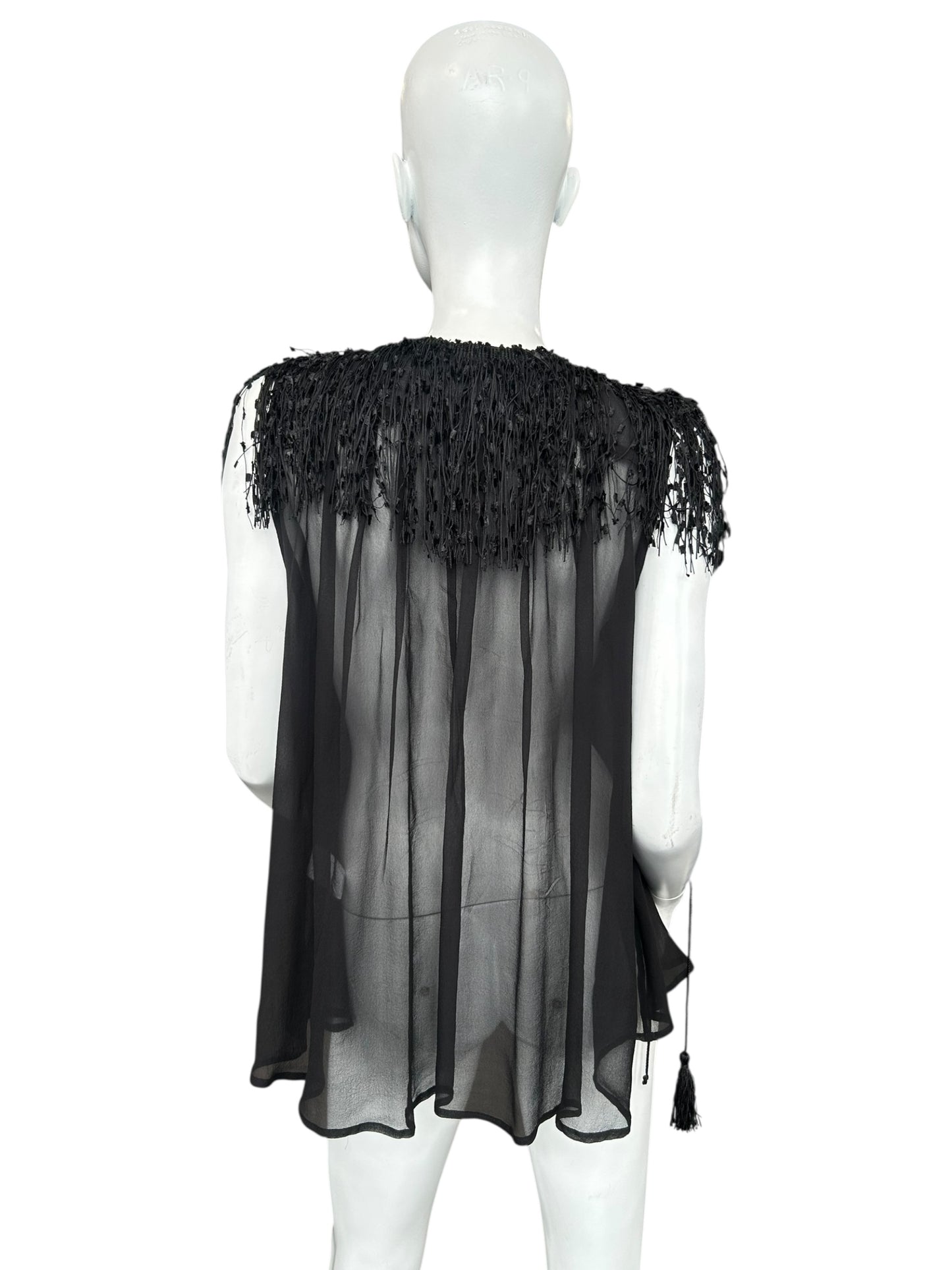 PLEIN SUD BLACK SILK BEADED TOP