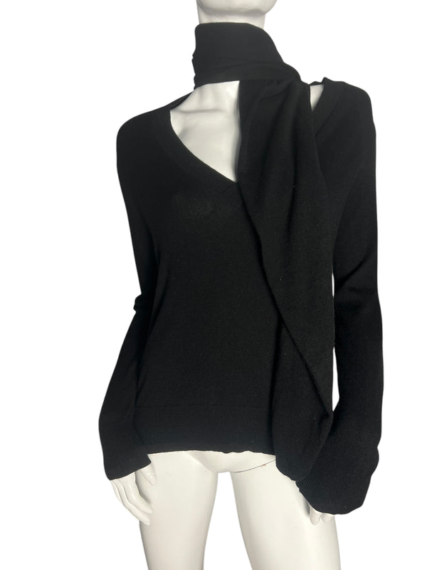 ALEXANDER MCQUEEN CASHMERE SCARF NECK PULLOVER