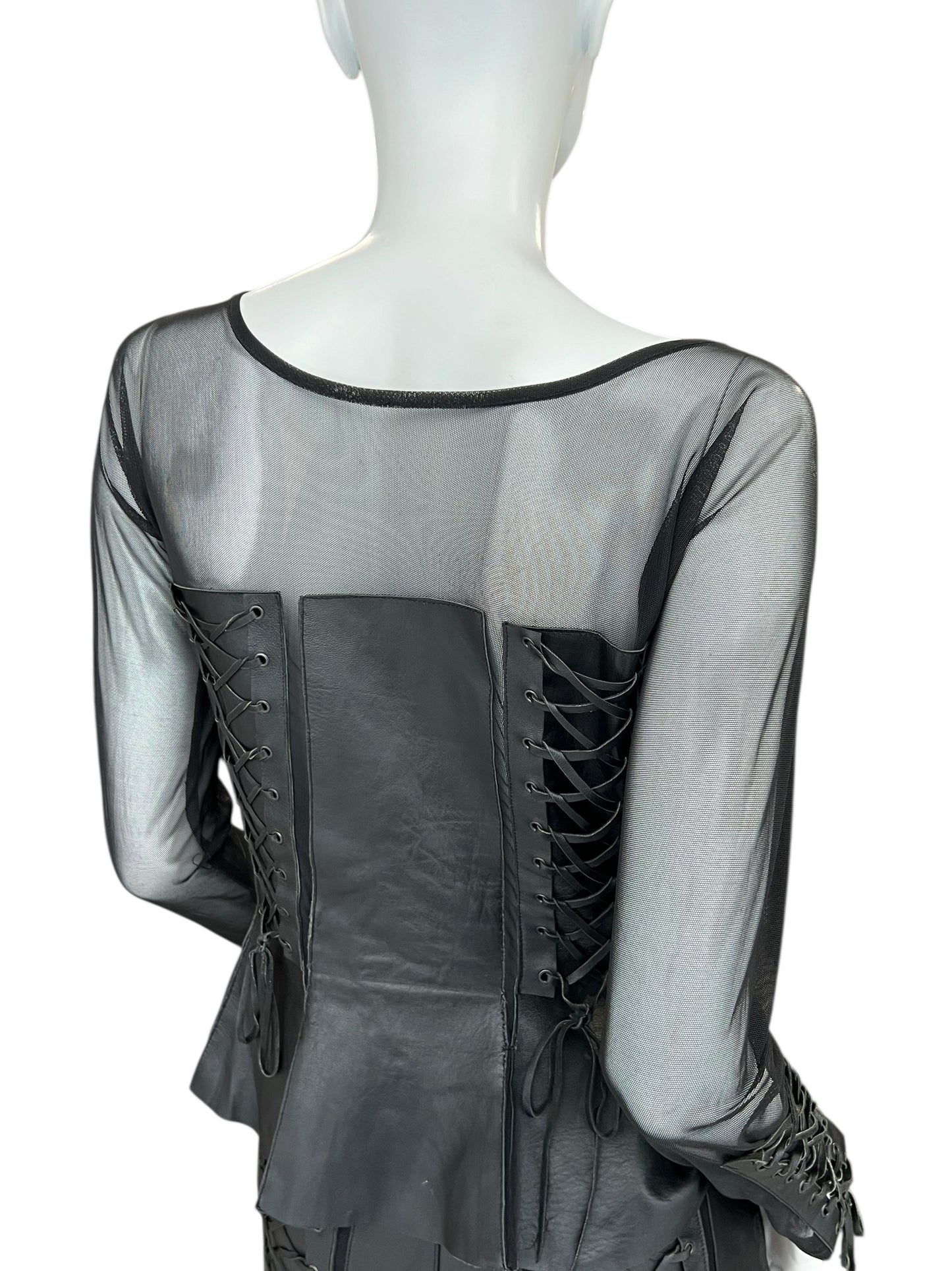 VINTAGE LEATHER LACE UP TOP