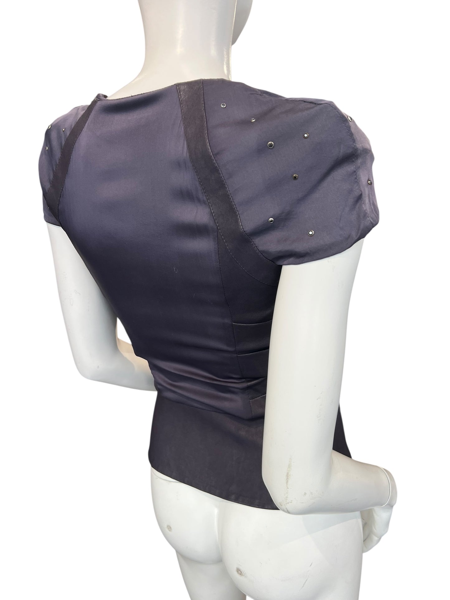 JITROIS LEATHER & SILK TOP