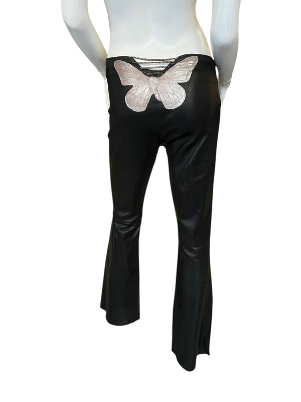 JITROIS LEATHER BUTTERFLY PANTS