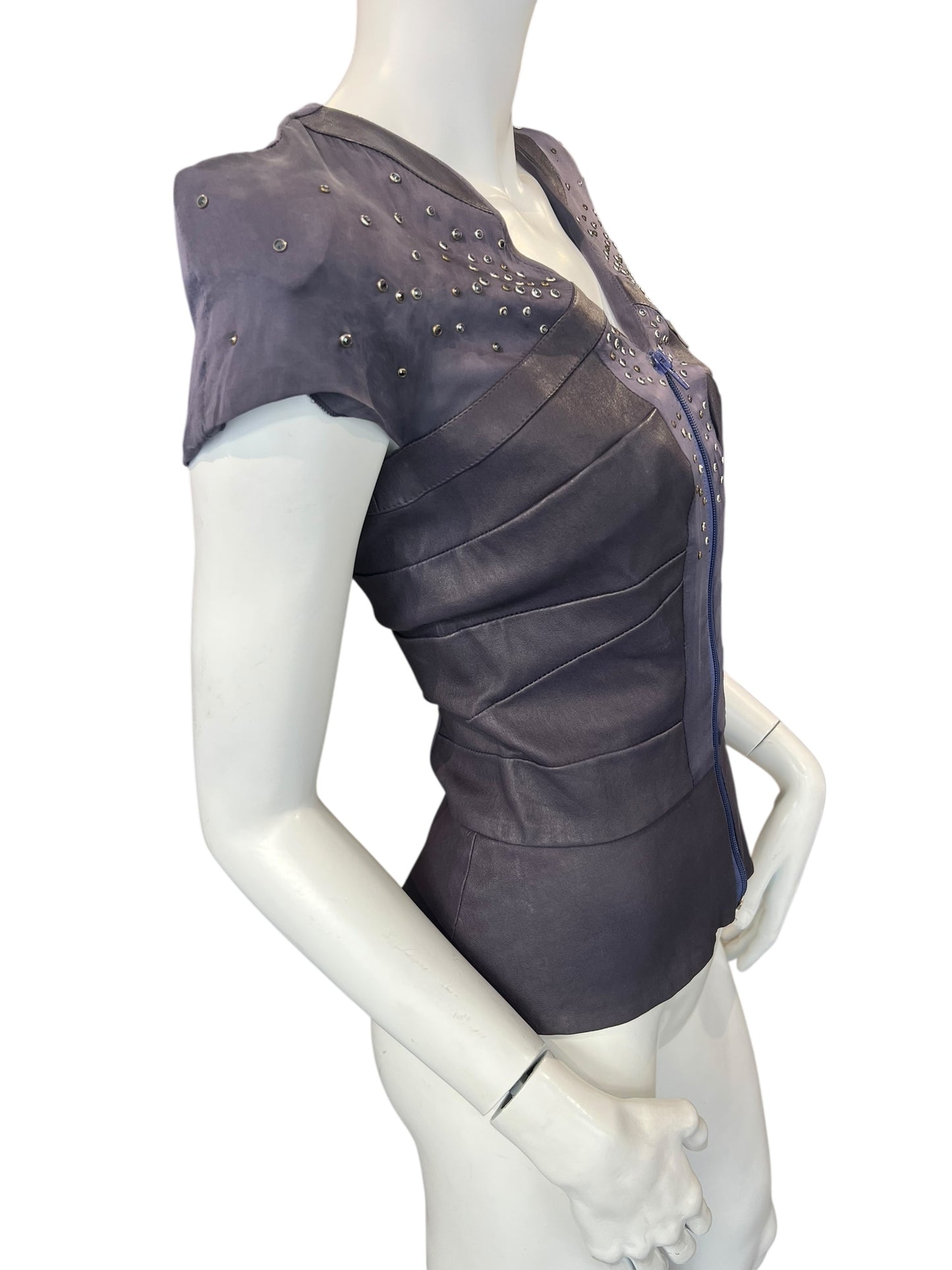 JITROIS LEATHER & SILK TOP