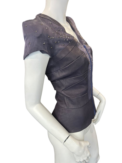 JITROIS LEATHER & SILK TOP