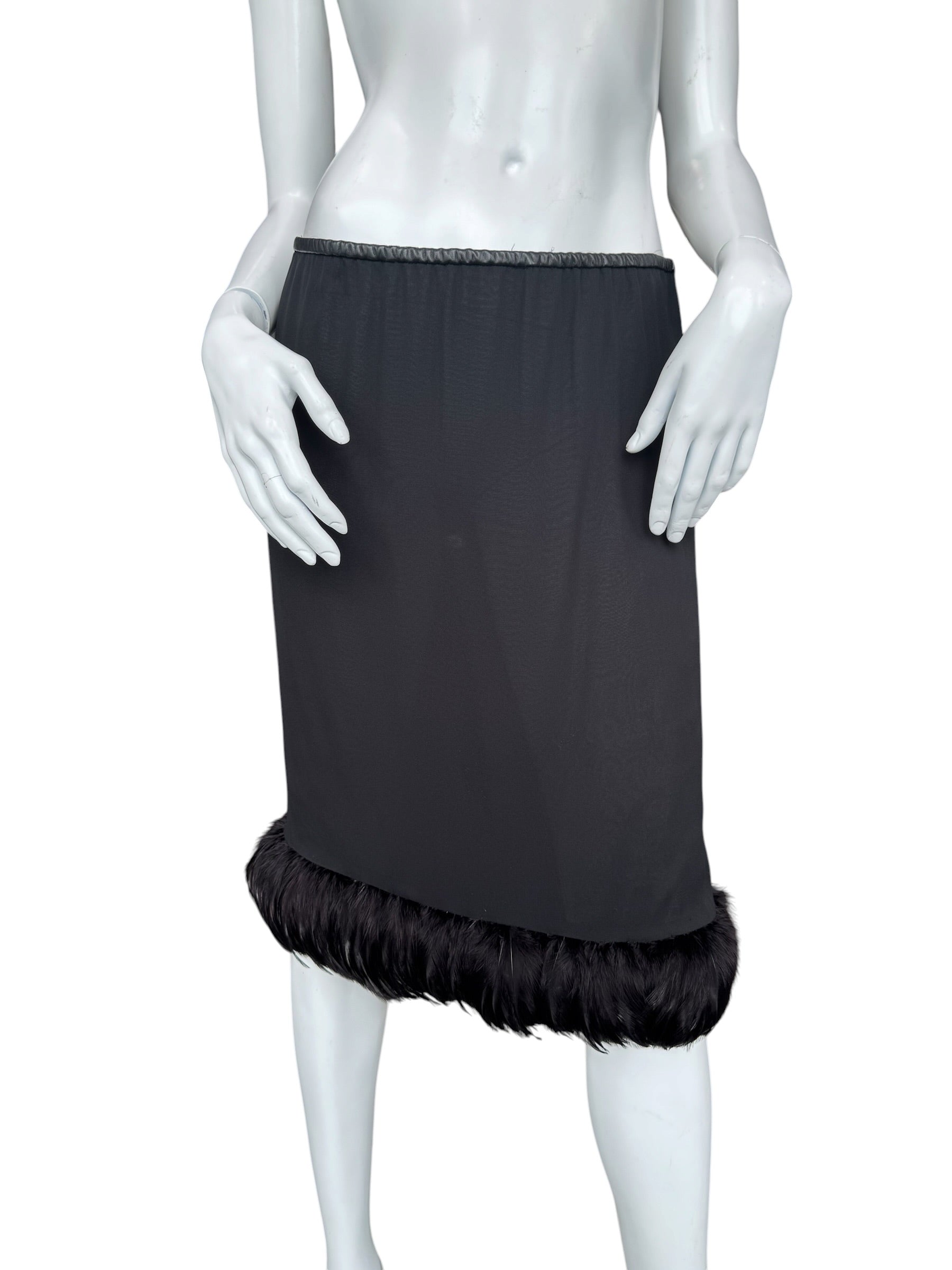 SAINT LAURENT 2021 SILK & COCK FEATHERS SKIRT