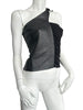 Thumbnail for ASYMETRICAL COLLAR LEATHER TOP