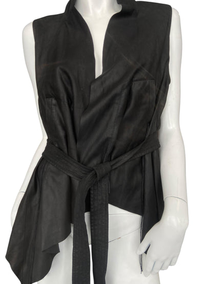 ANN DEMEULEMEESTER SLEEVELESS LEATHER JACKET