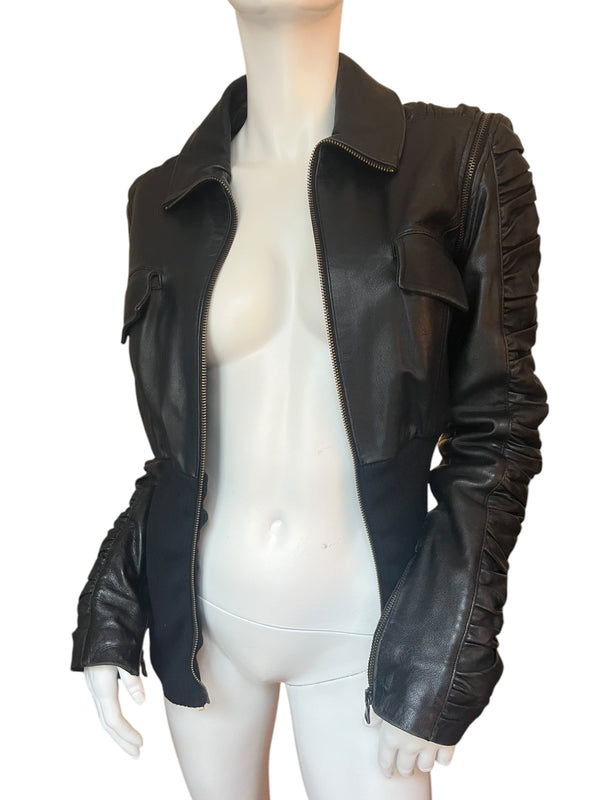 DOLCE & GABBANA MULTI ZIP LEATHER JACKET