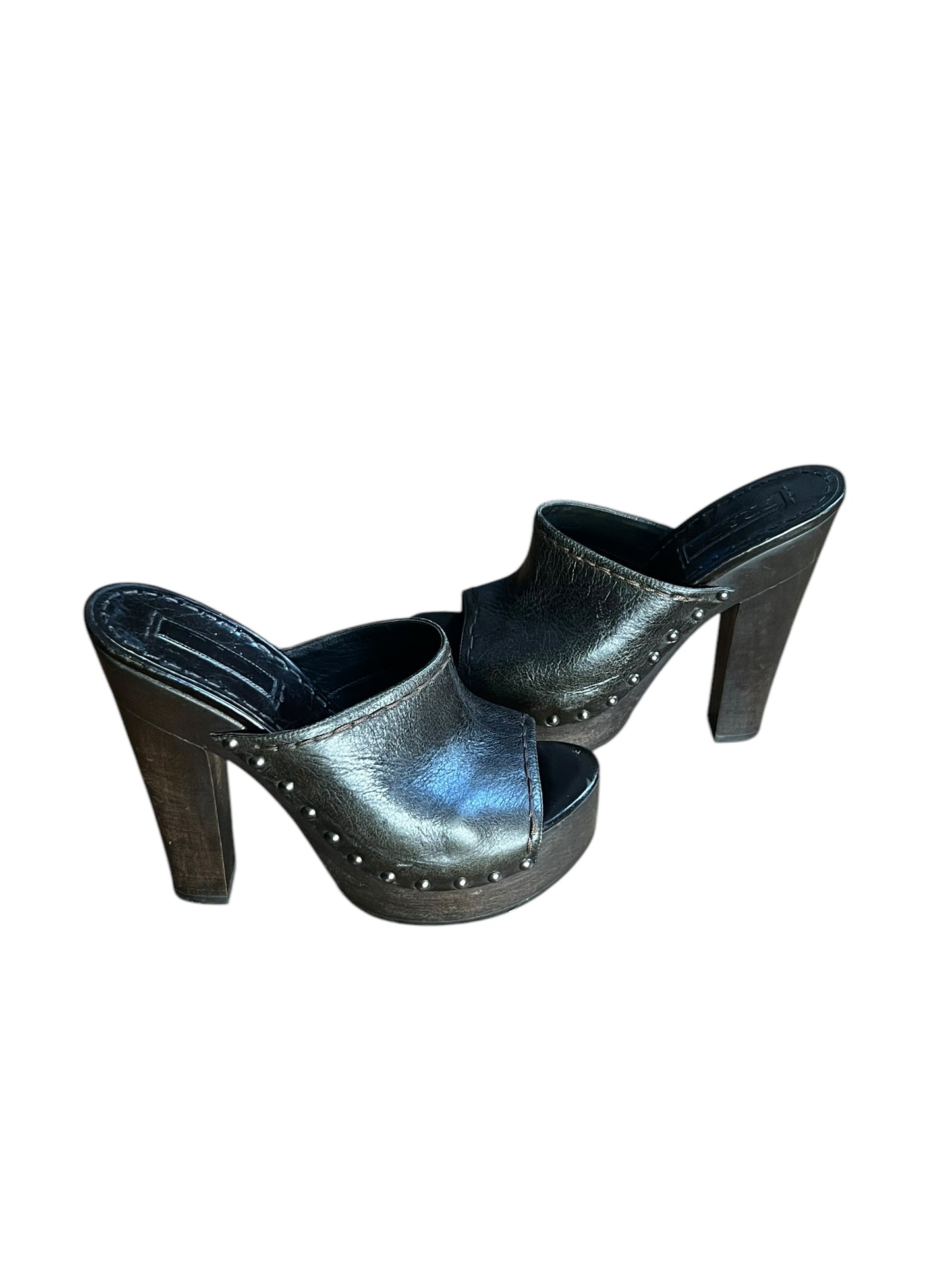 PRADA STUDDED LEATHER SABOT