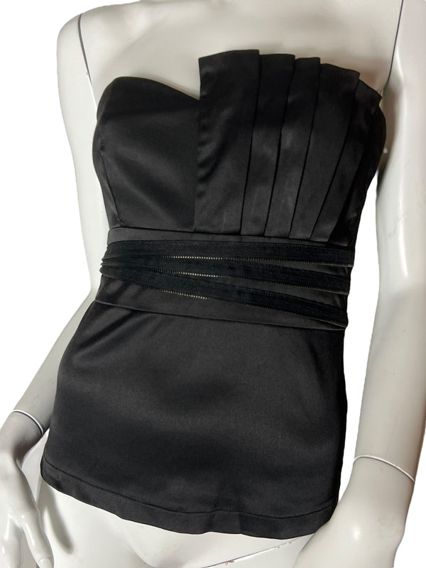 SATIN ZIP BUSTIER