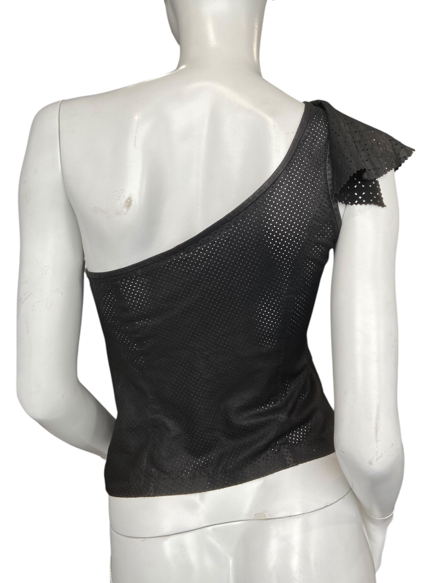 PLEIN SUD LEATHER S/S 2002 ASYMETRICAL TOP