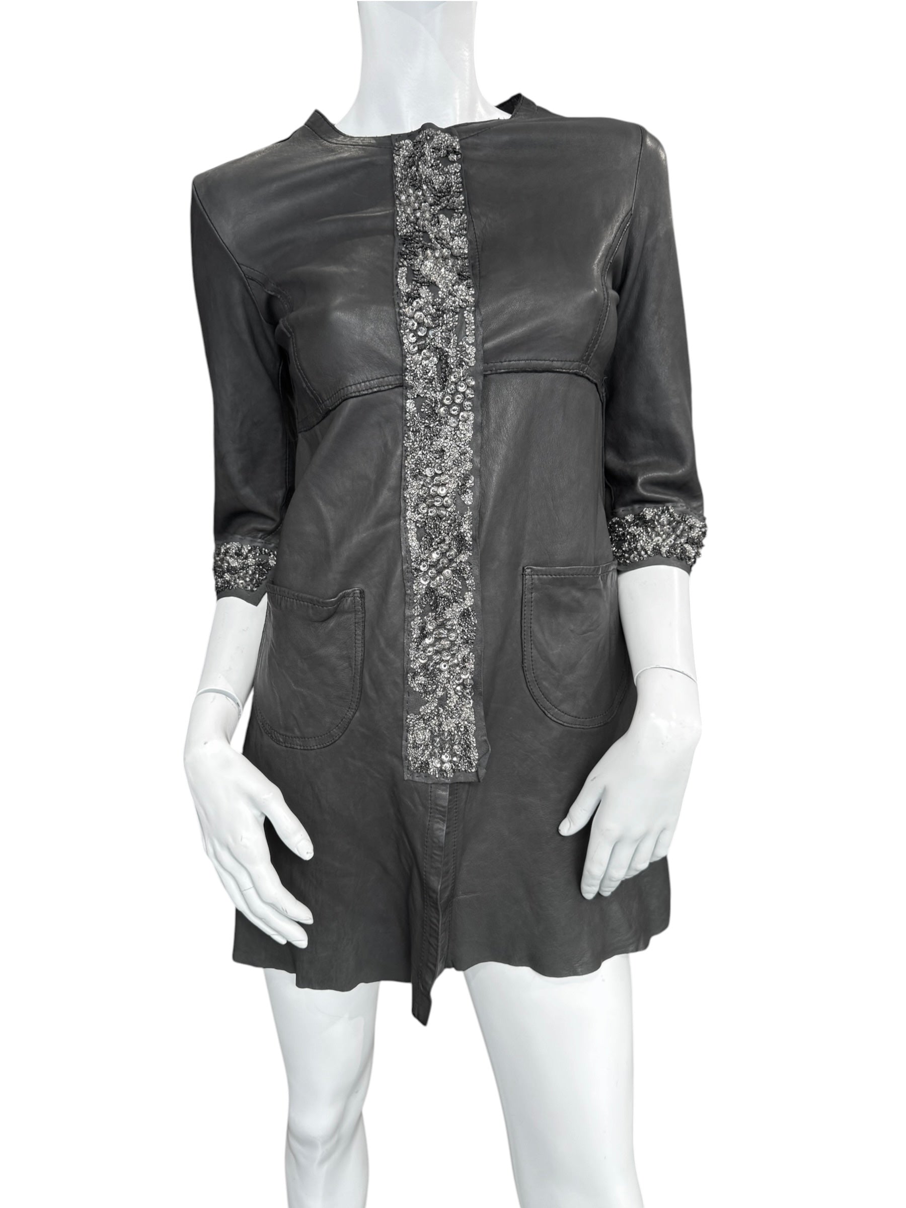 LE CUIR PERDU LEATHER BEADED JACKET