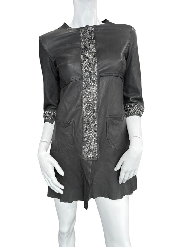 LE CUIR PERDU LEATHER BEADED JACKET