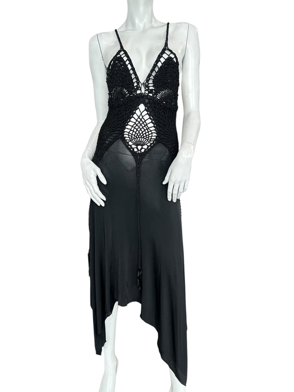 JEAN PAUL GAULTIER KNITTED HALTERNECK MIDI DRESS
