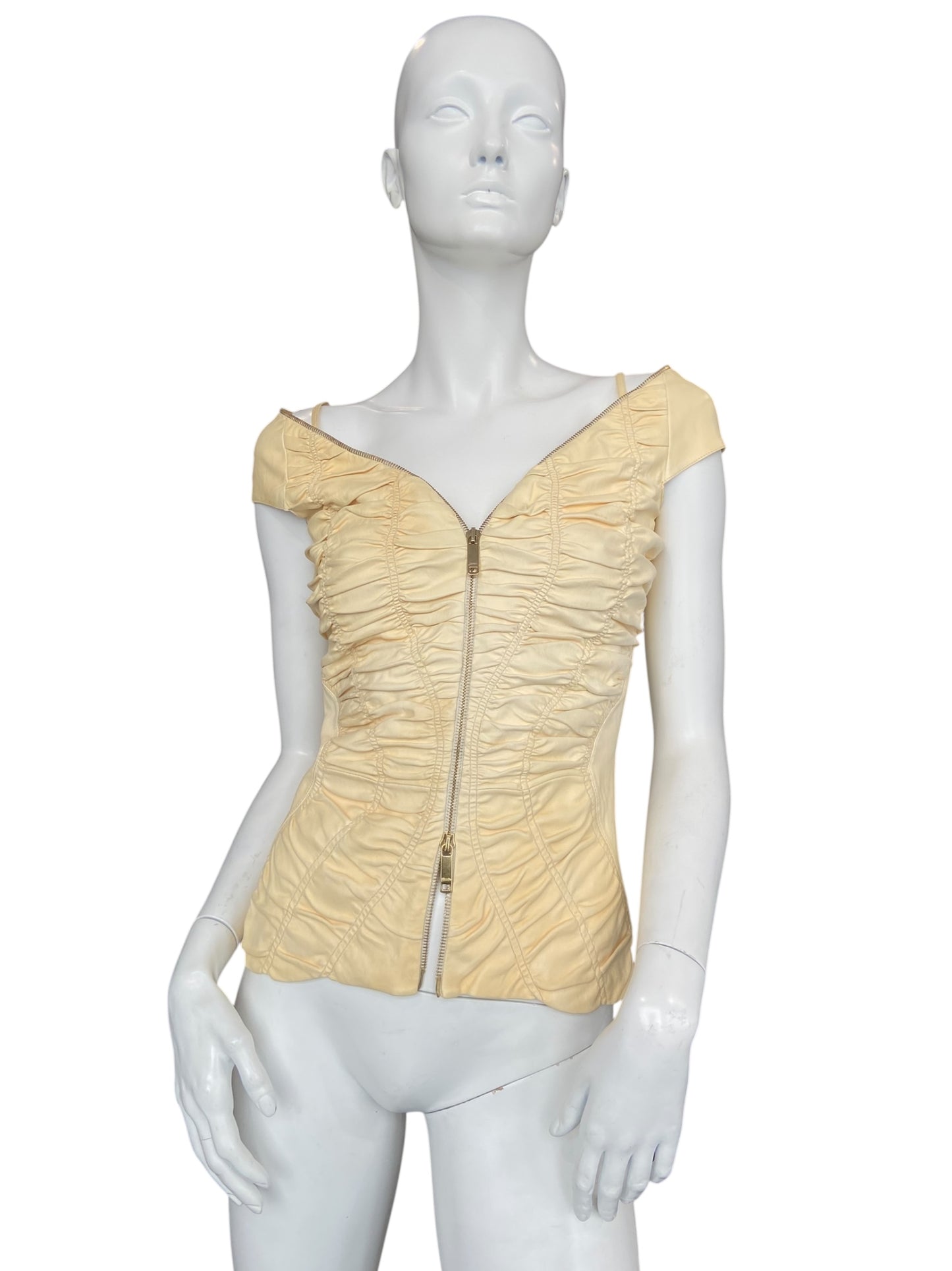 JITROIS LEATHER ZIP TOP