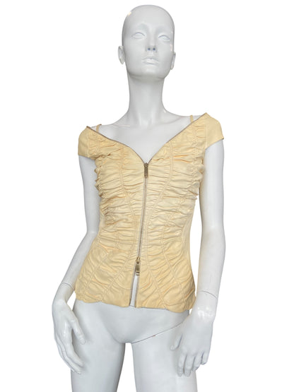 JITROIS LEATHER ZIP TOP