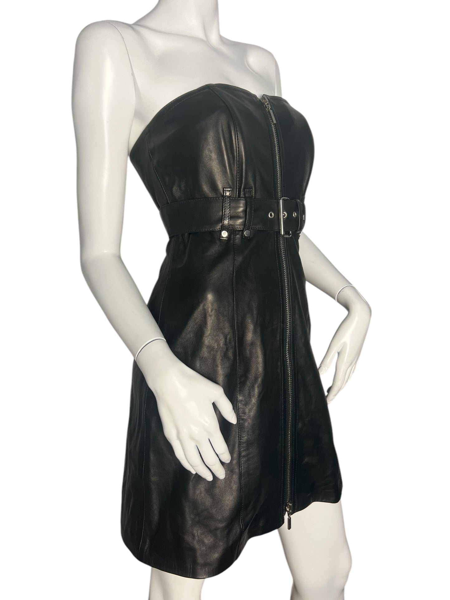 PLEIN SUD LEATHER BUSTIER DRESS