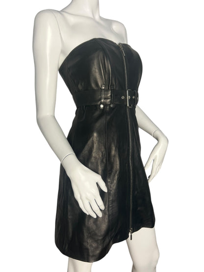 PLEIN SUD LEATHER BUSTIER DRESS
