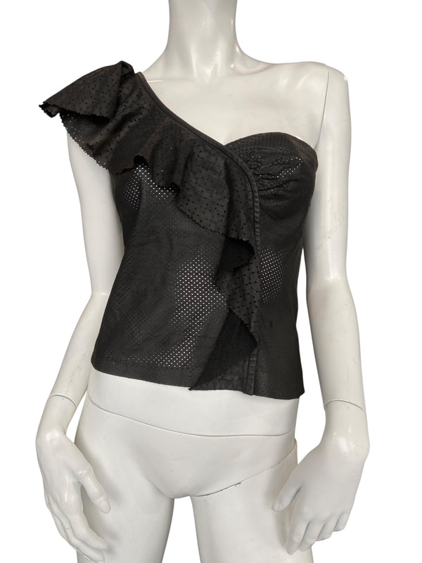 PLEIN SUD LEATHER S/S 2002 ASYMETRICAL TOP