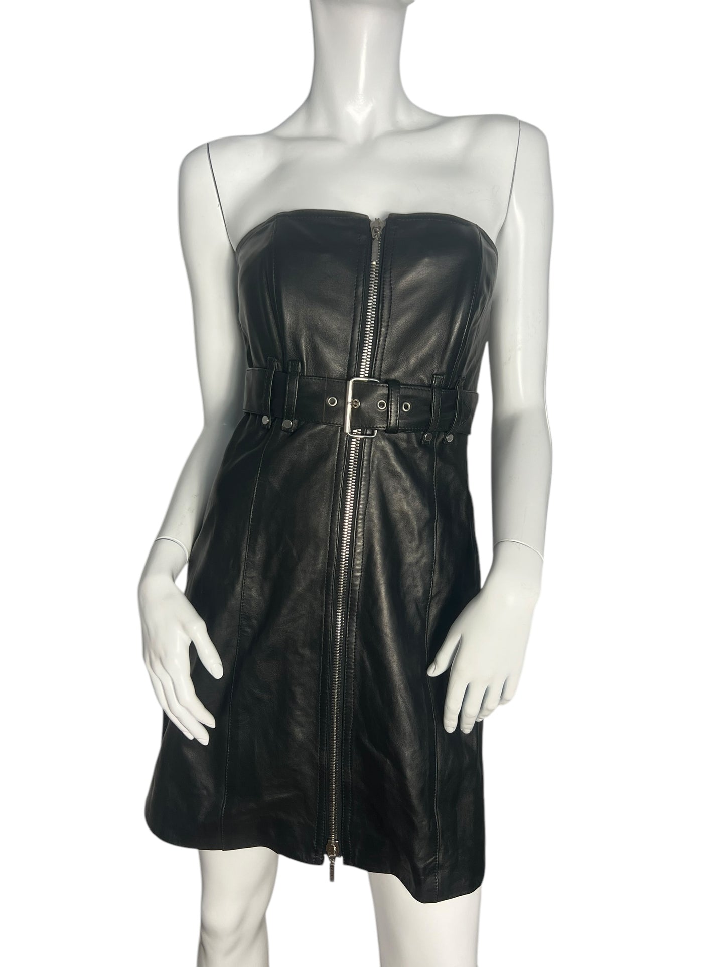 PLEIN SUD LEATHER BUSTIER DRESS