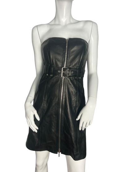 PLEIN SUD LEATHER BUSTIER DRESS