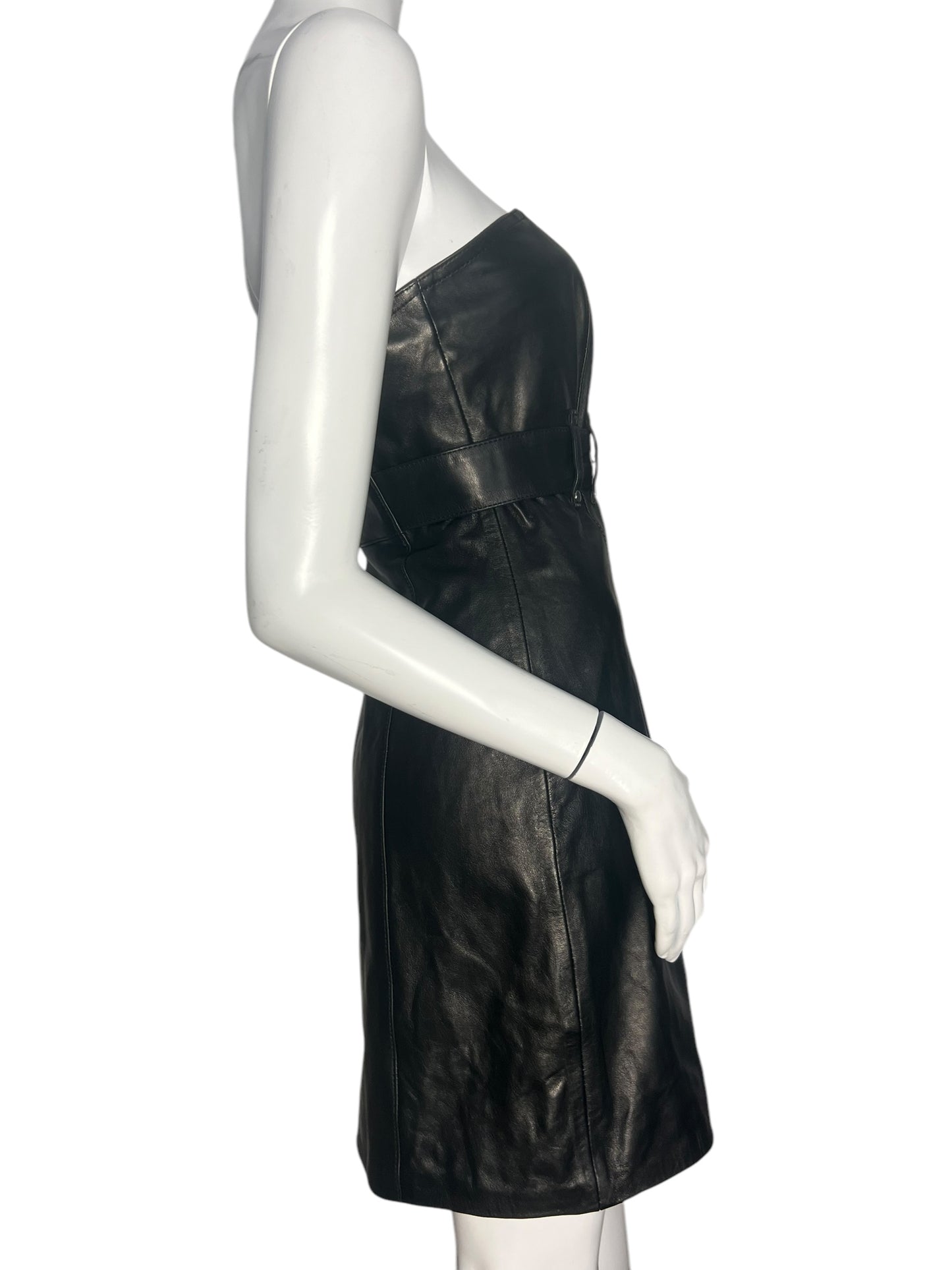 PLEIN SUD LEATHER BUSTIER DRESS