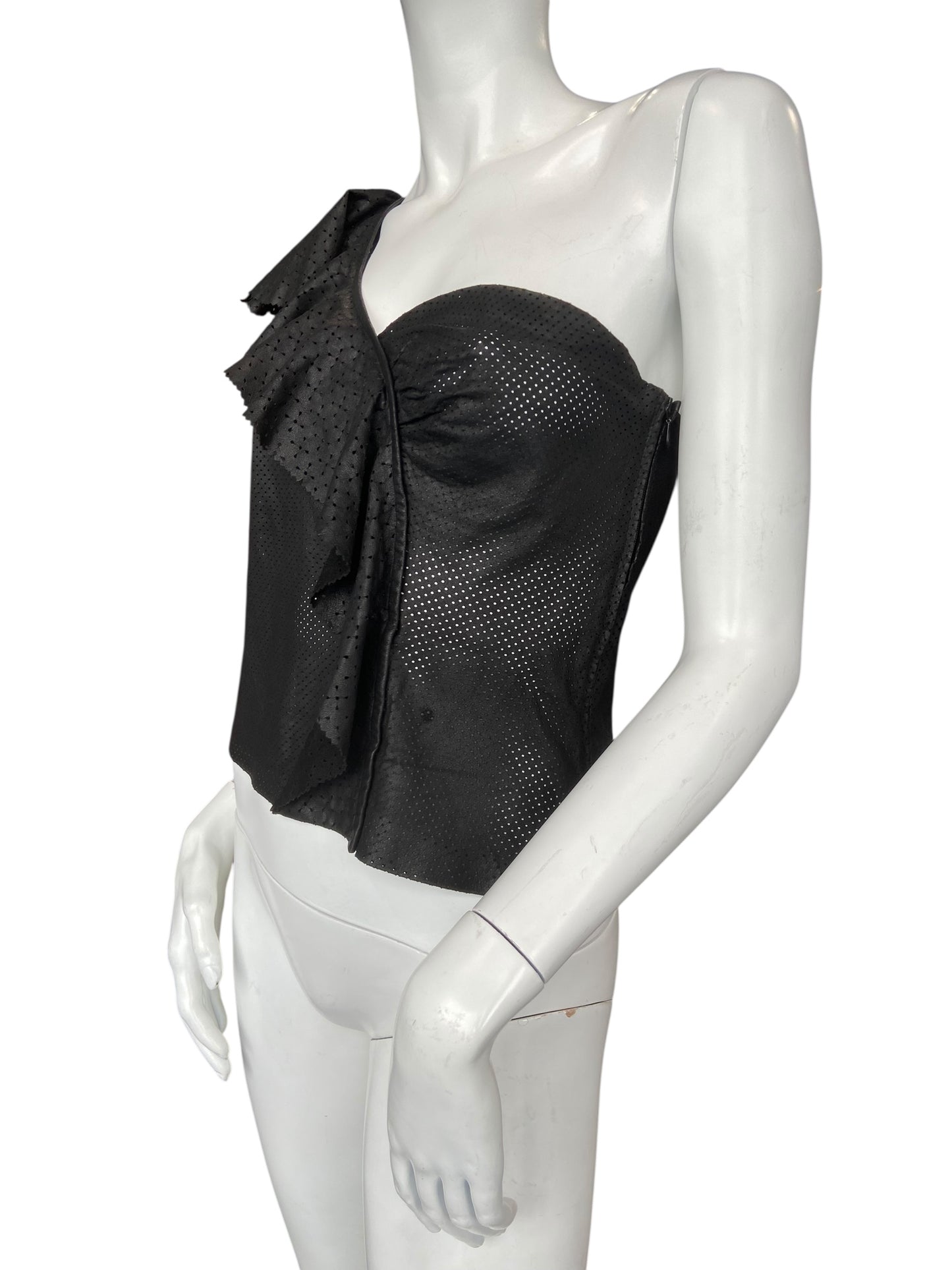 PLEIN SUD LEATHER S/S 2002 ASYMETRICAL TOP
