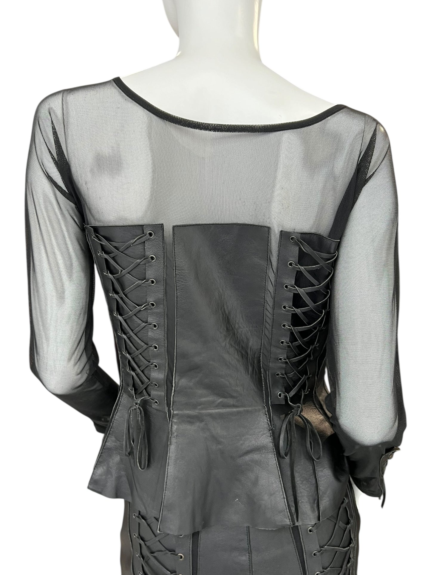 VINTAGE LEATHER LACE UP TOP