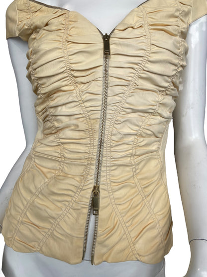 JITROIS LEATHER ZIP TOP