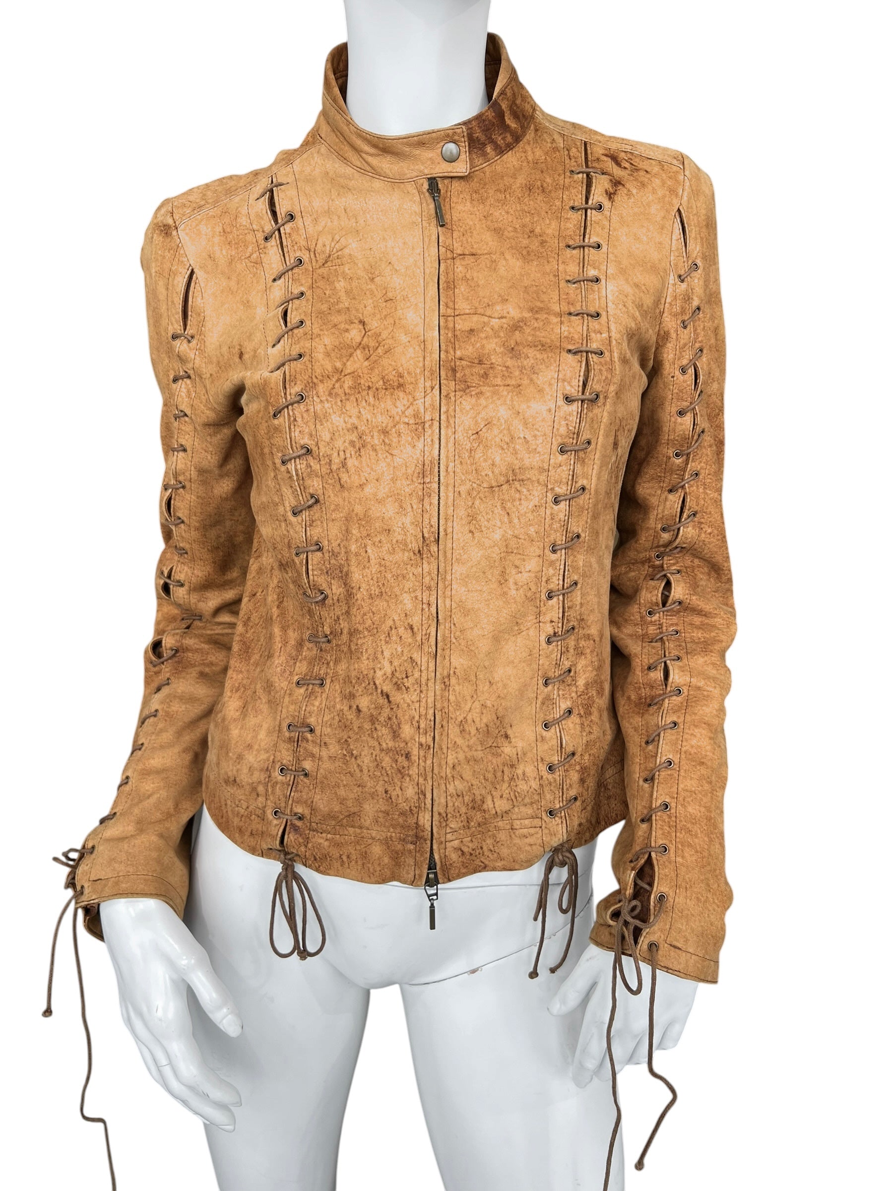 PLEIN SUD LEATHER LACED JACKET